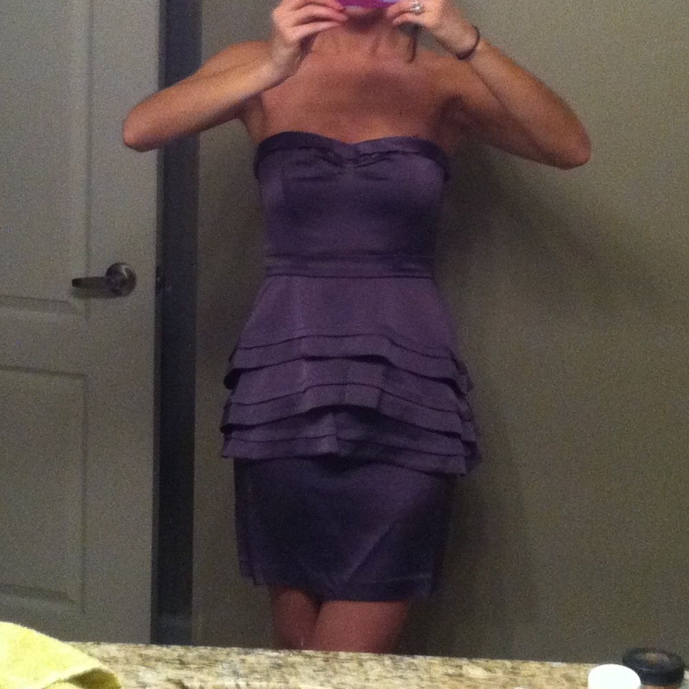 BCBGMaxAzria strapless,peplum dress